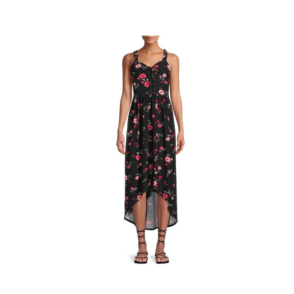 No Boundaries Dress Hight-low Hem Black Maxi Junior Size M Coffles Straps